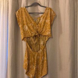 Yellow floral romper size medium